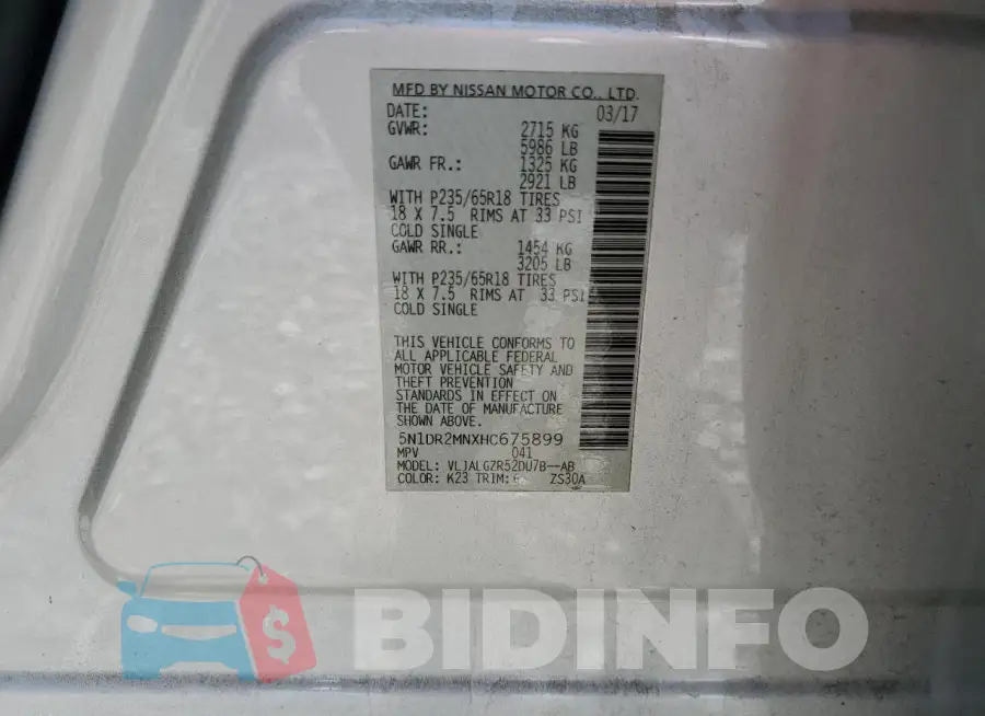 5N1DR2MNXHC675899 Photo# 13