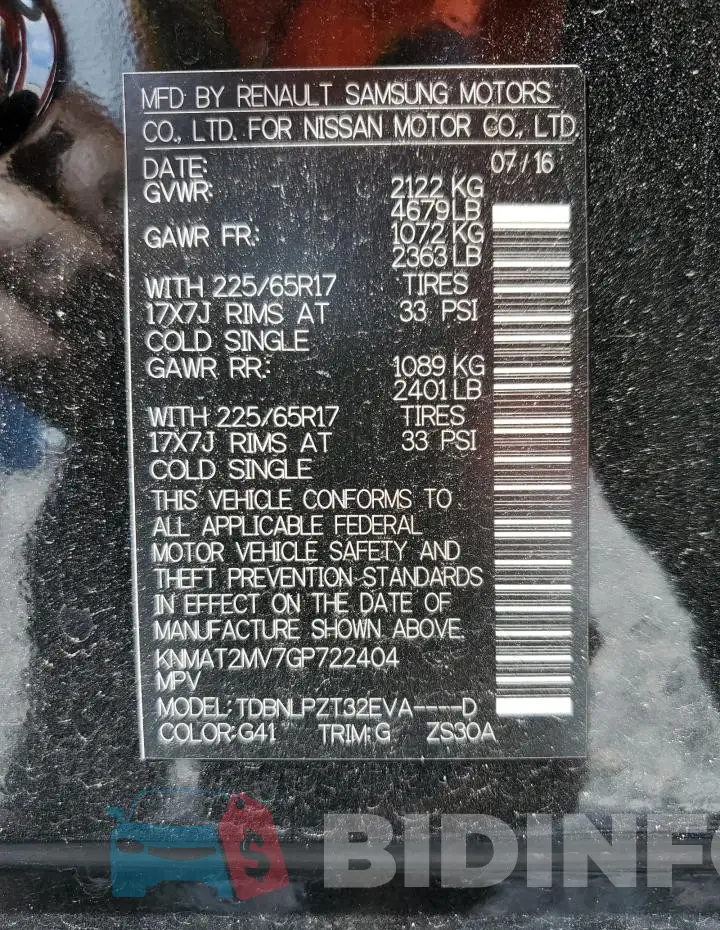 KNMAT2MV7GP722404 Photo# 13