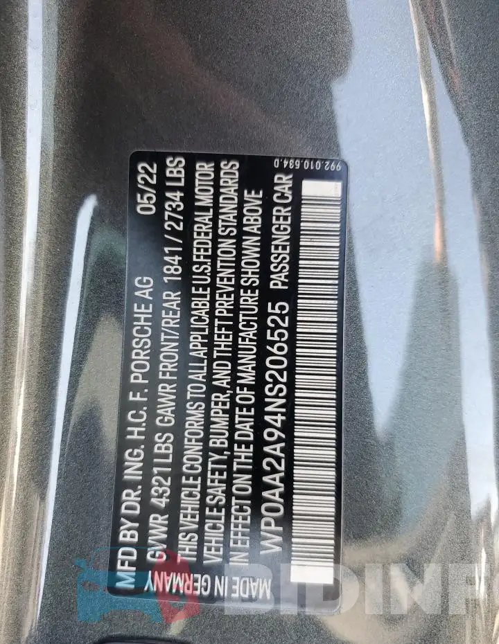 WP0AA2A94NS206525 Photo# 12
