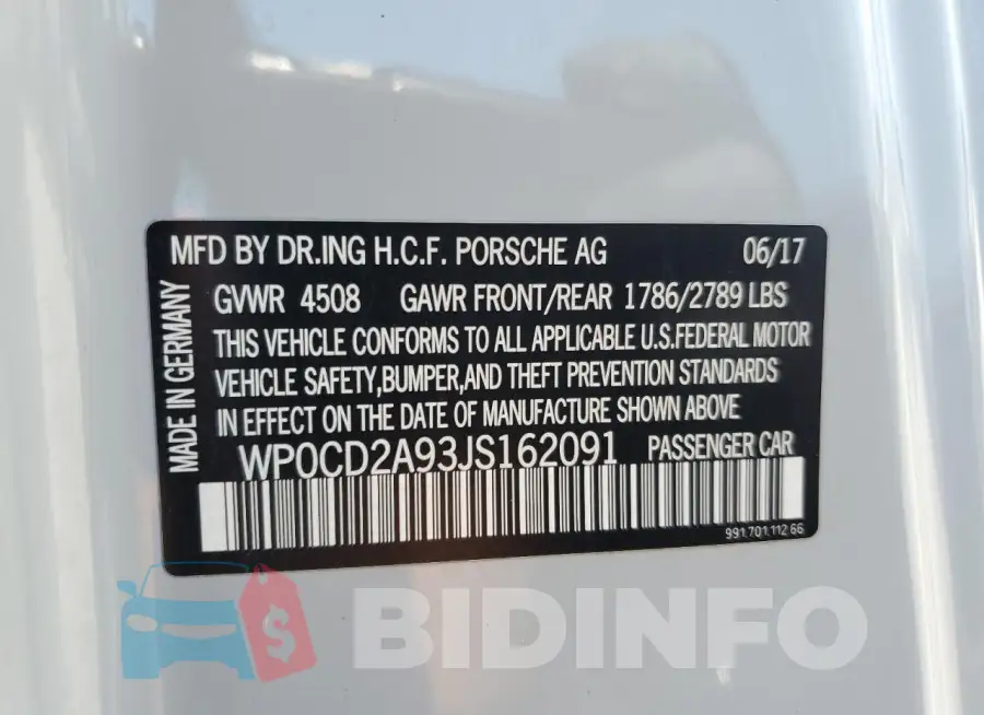WP0CD2A93JS162091 Photo# 12