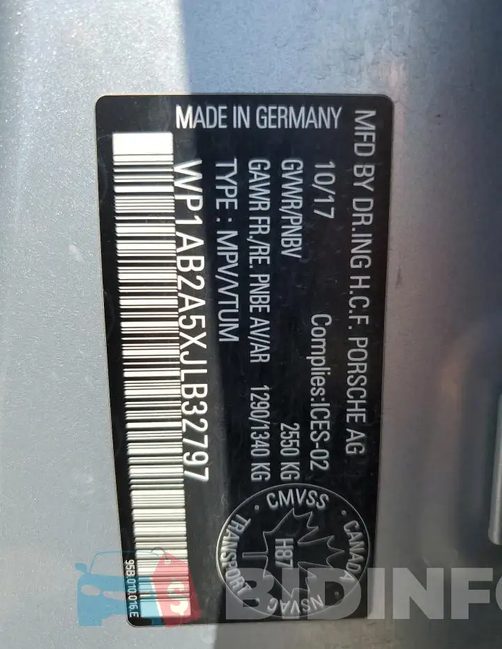 WP1AB2A5XJLB32797 Photo# 14