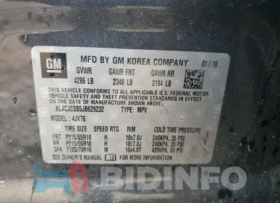 KL4CJCSB5JB629232 Photo# 13