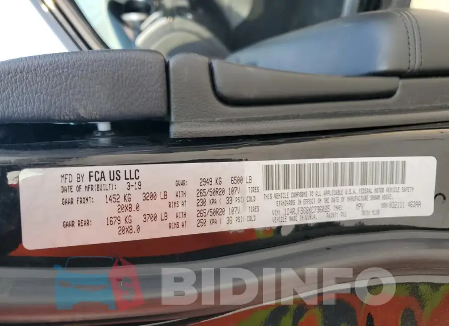 1C4RJFBG8KC736025 Photo# 14