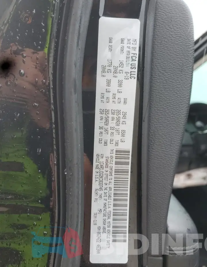 1C4RDJDG2KC833745 Photo# 12