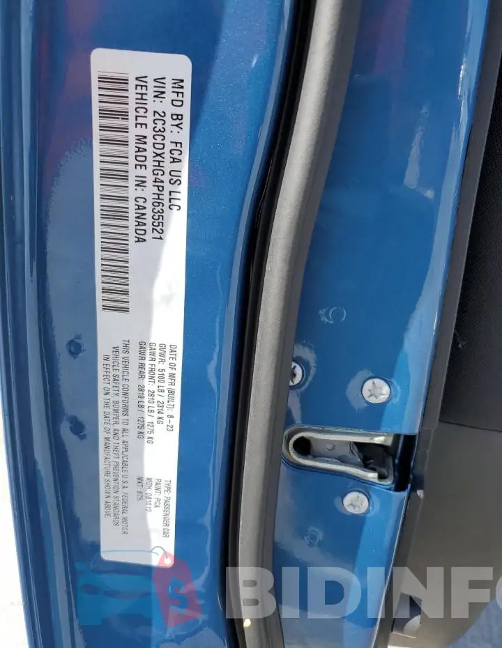 2C3CDXHG4PH635521 Photo# 12