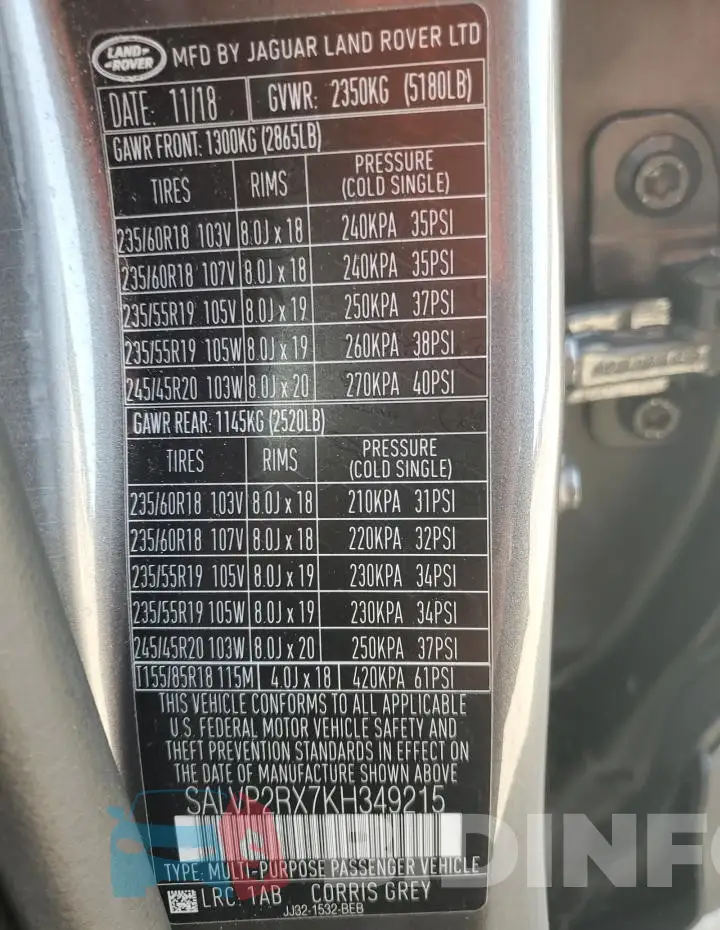 SALVP2RX7KH349215 Photo# 13