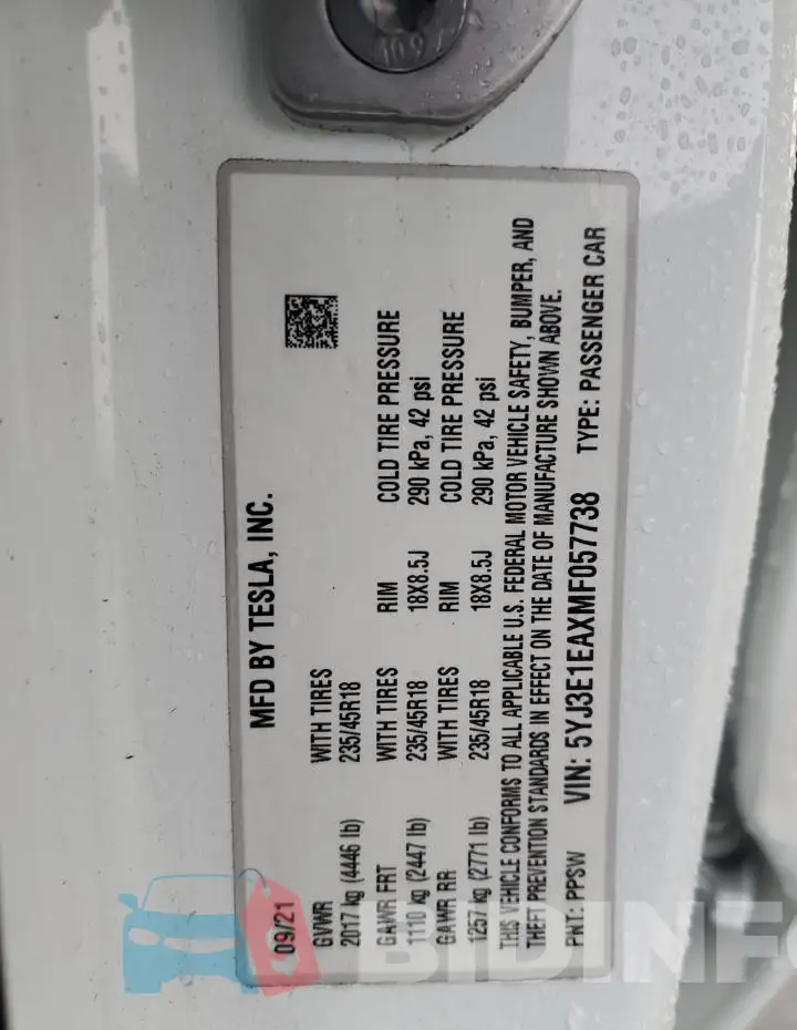 5YJ3E1EAXMF057738 Photo# 12