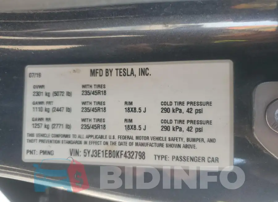5YJ3E1EB0KF432798 Photo# 13
