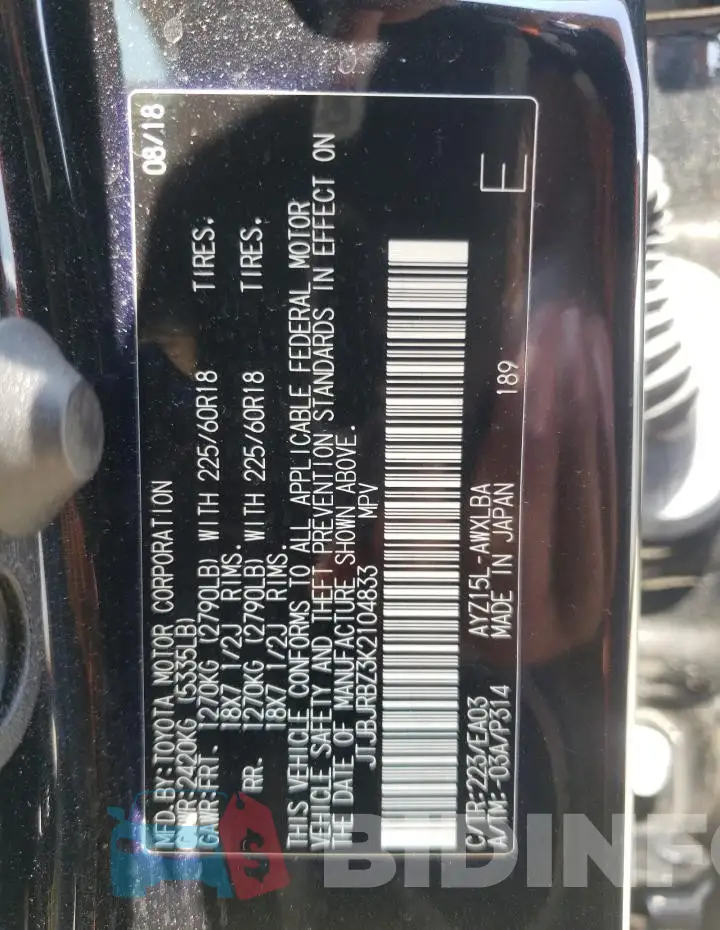 JTJBJRBZ3K2104833 Photo# 13