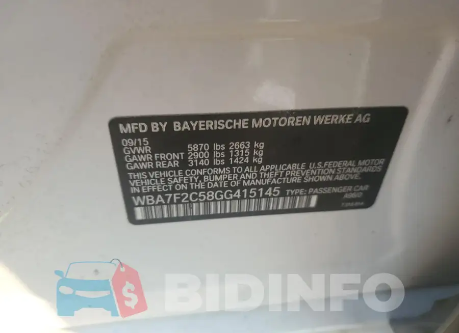 WBA7F2C58GG415145 Photo# 12
