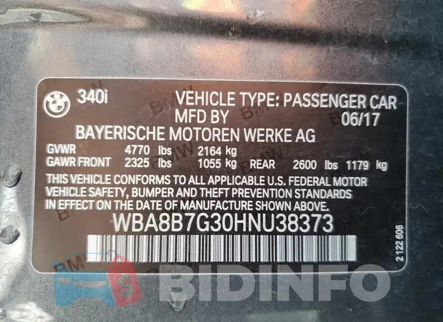 WBA8B7G30HNU38373 Photo# 13