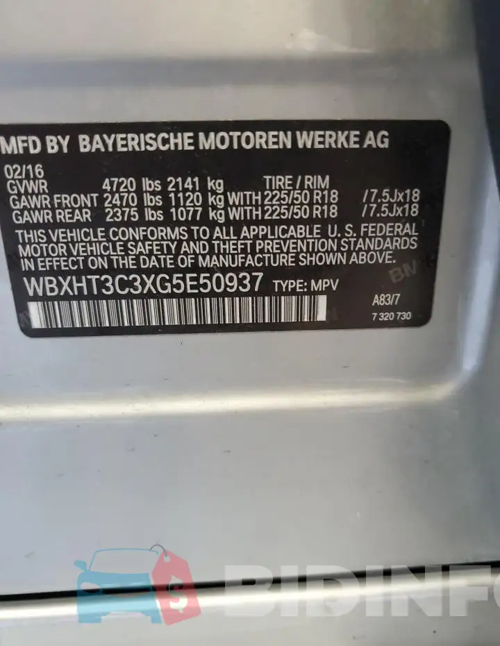 WBXHT3C3XG5E50937 Photo# 13