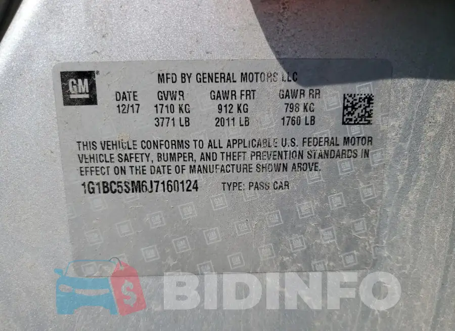 1G1BC5SM6J7160124 Photo# 13