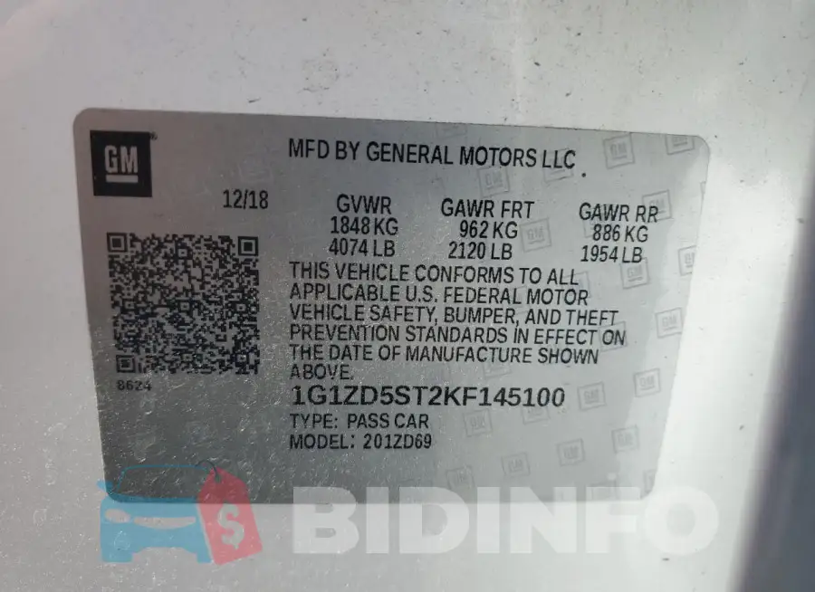1G1ZD5ST2KF145100 Photo# 12