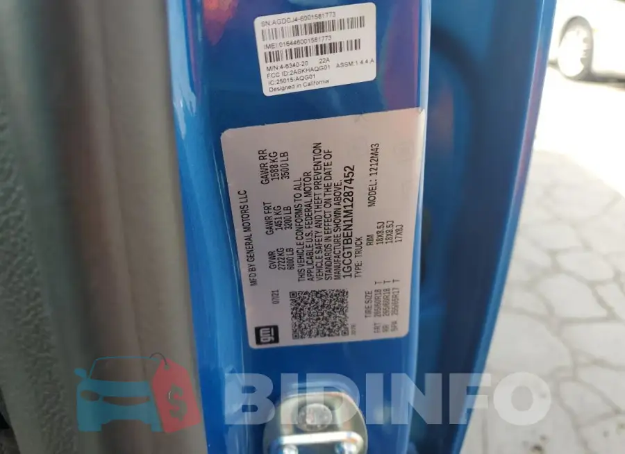 1GCGTBEN1M1287452 Photo# 12