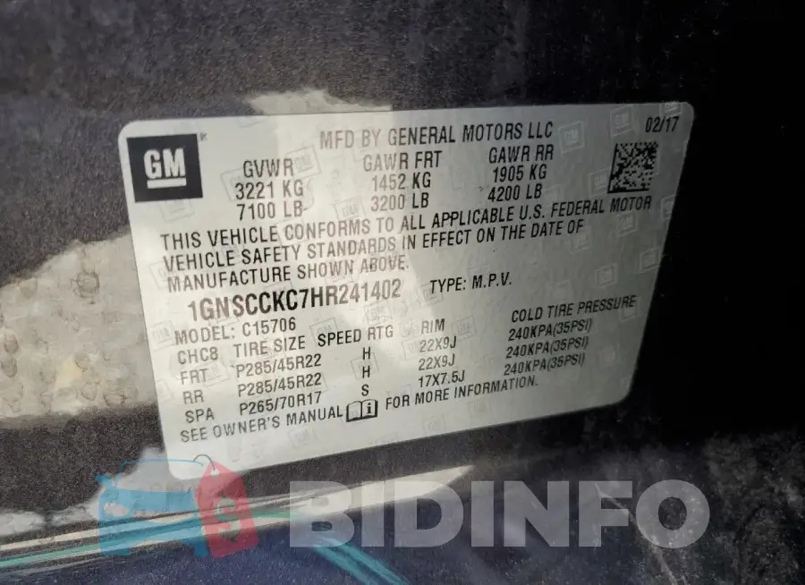1GNSCCKC7HR241402 Photo# 14