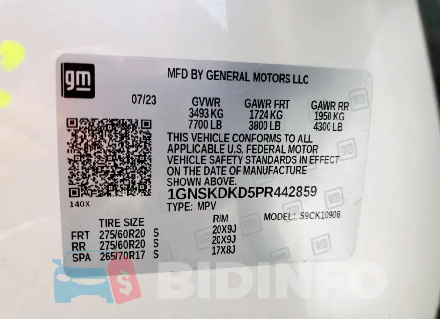 1GNSKDKD5PR442859 Photo# 13