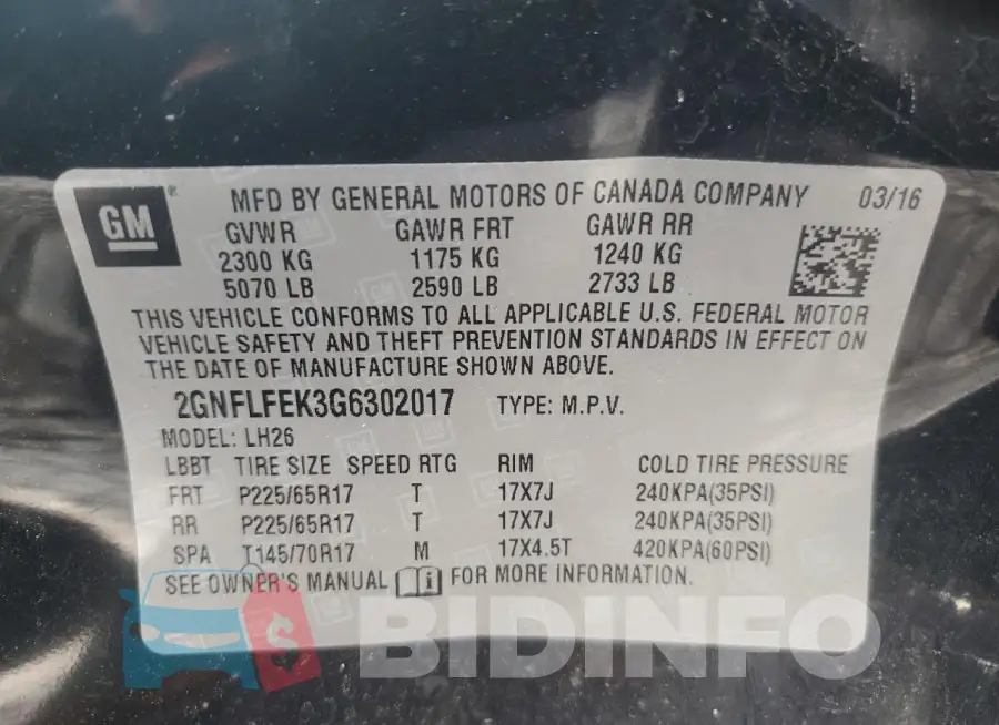 2GNFLFEK3G6302017 Photo# 14