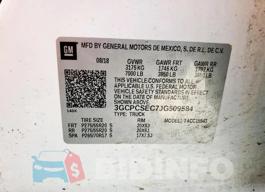 3GCPCSEC7JG509584 Photo# 13