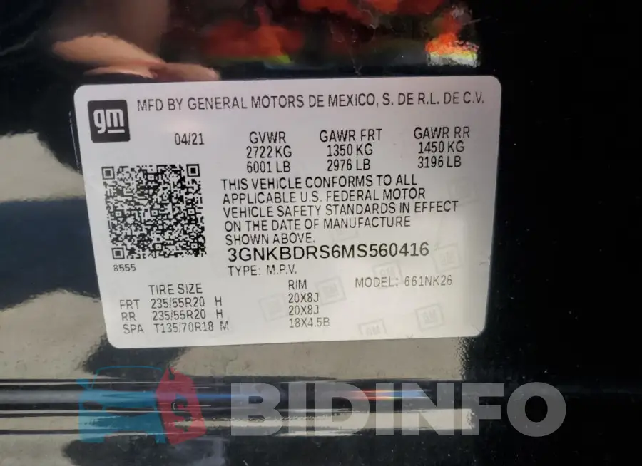 3GNKBDRS6MS560416 Photo# 13