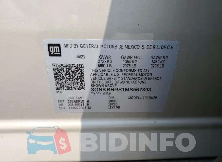 3GNKBHRS1MS567393 Photo# 13