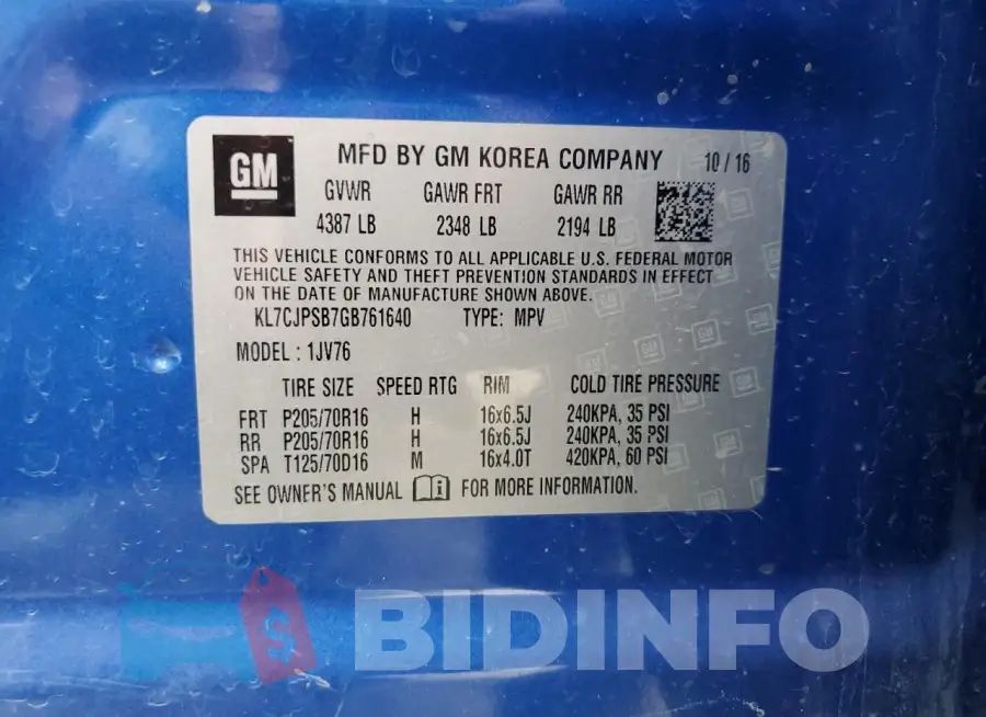 KL7CJPSB7GB761640 Photo# 13