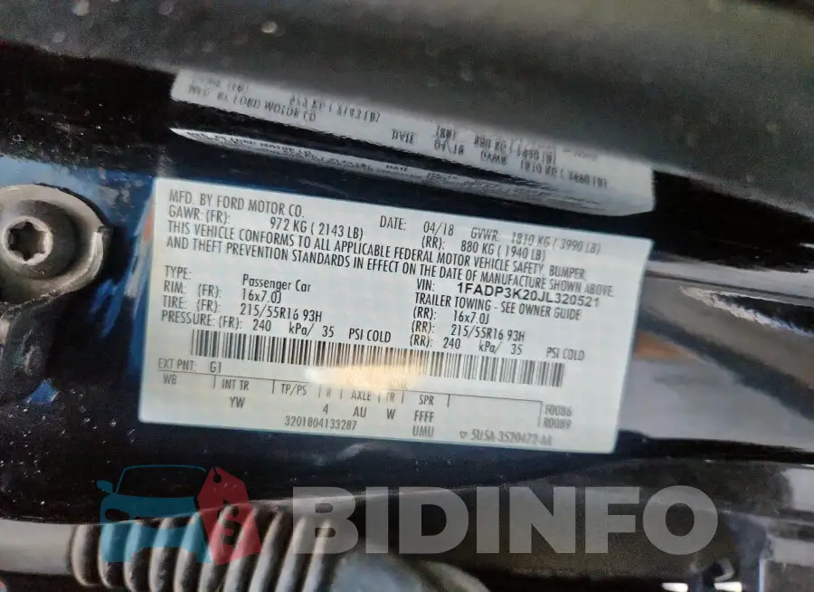 1FADP3K20JL320521 Photo# 12