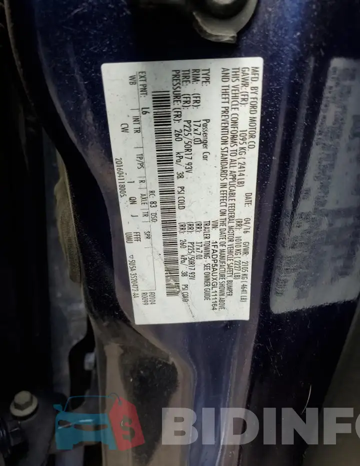 1FADP5AUXGL111164 Photo# 12