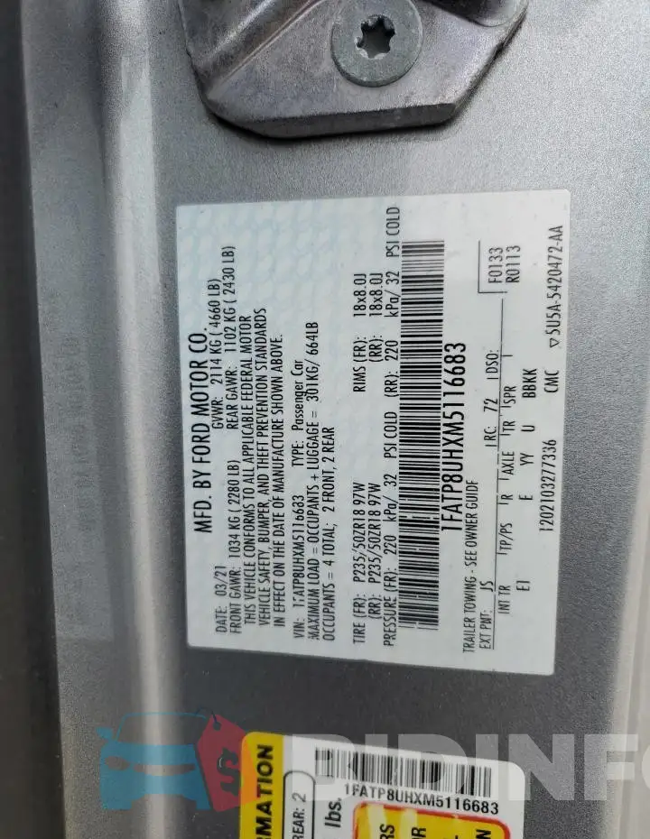 1FATP8UHXM5116683 Photo# 13