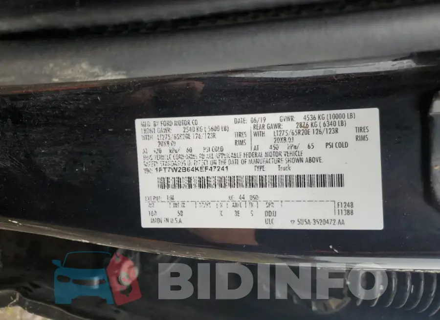 1FT7W2B64KEF47241 Photo# 12