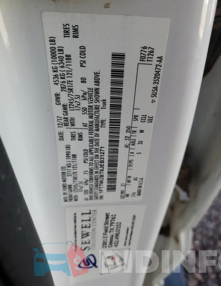 1FT7W2BT9JEB31271 Photo# 12