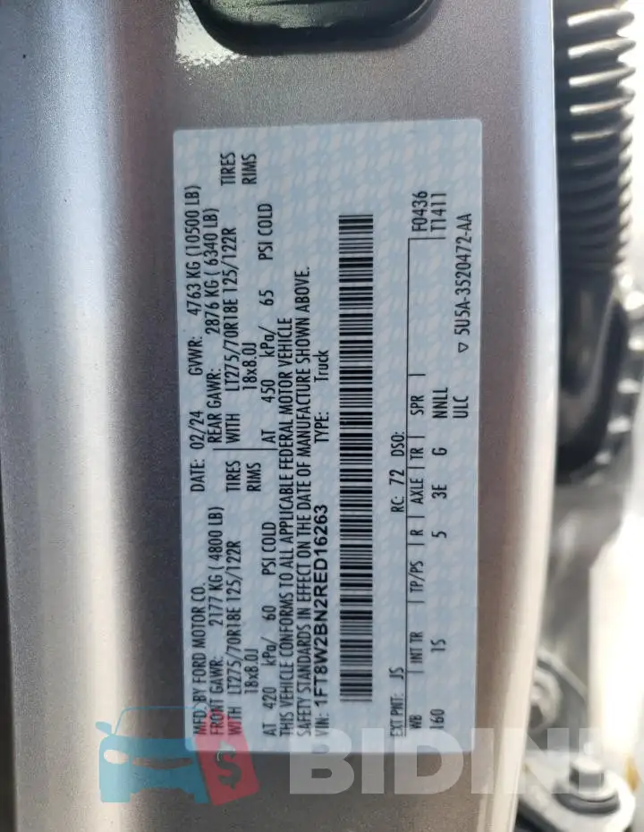 1FT8W2BN2RED16263 Photo# 12