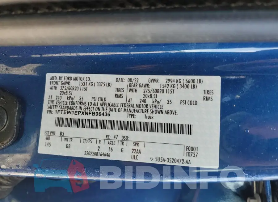 1FTEW1EPXNFB96436 Photo# 12