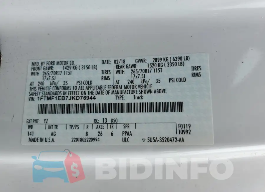 1FTMF1EB7JKD76944 Photo# 12