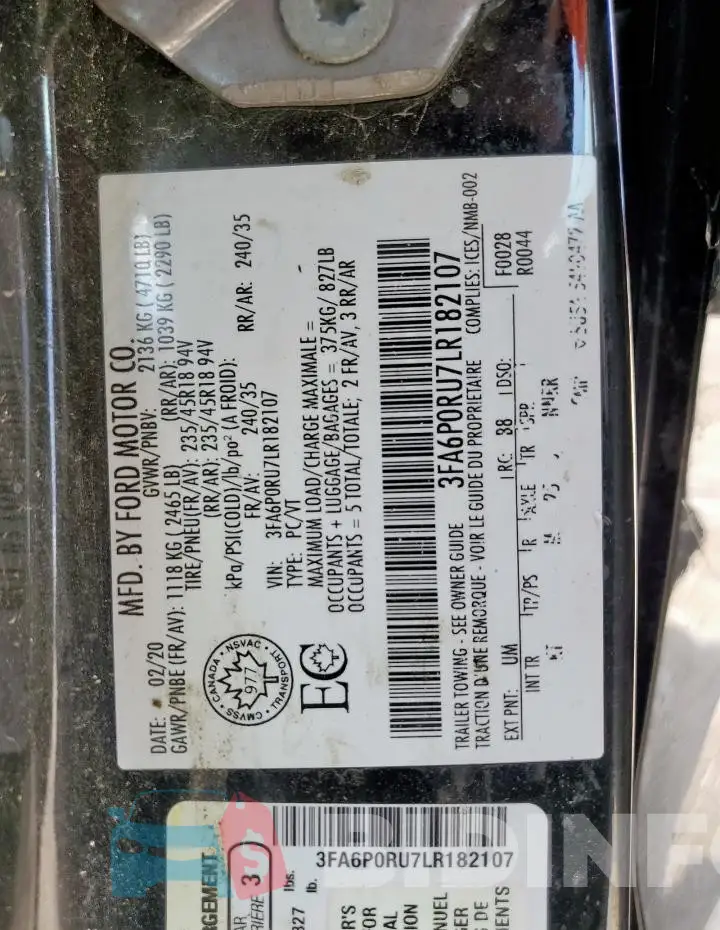 3FA6P0RU7LR182107 Photo# 12
