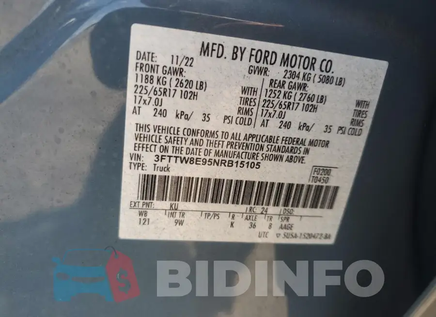 3FTTW8E95NRB15105 Photo# 12