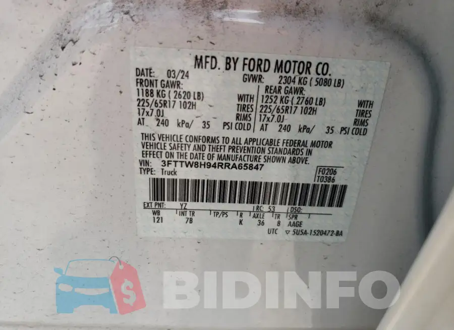 3FTTW8H94RRA65847 Photo# 13