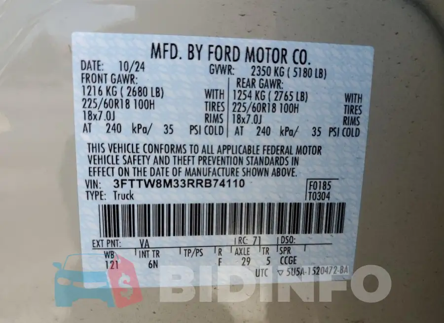 3FTTW8M33RRB74110 Photo# 12