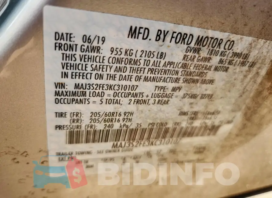 MAJ3S2FE3KC310107 Photo# 13