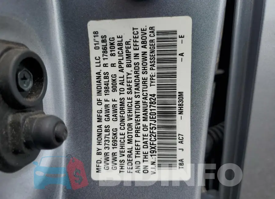 19XFC2F57JE017824 Photo# 13