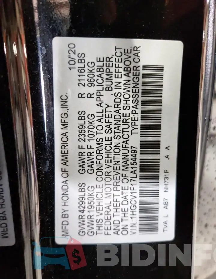 1HGCV1F17LA154497 Photo# 13
