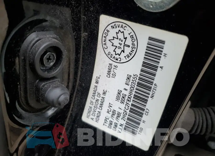 2HGFC2F8XHH003555 Photo# 12