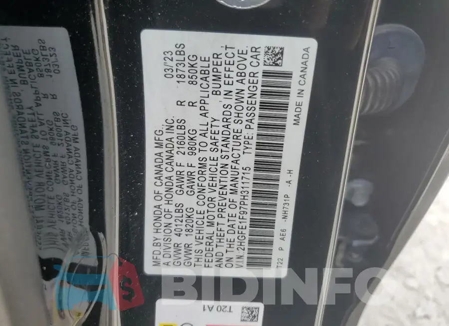 2HGFE1F97PH311715 Photo# 12