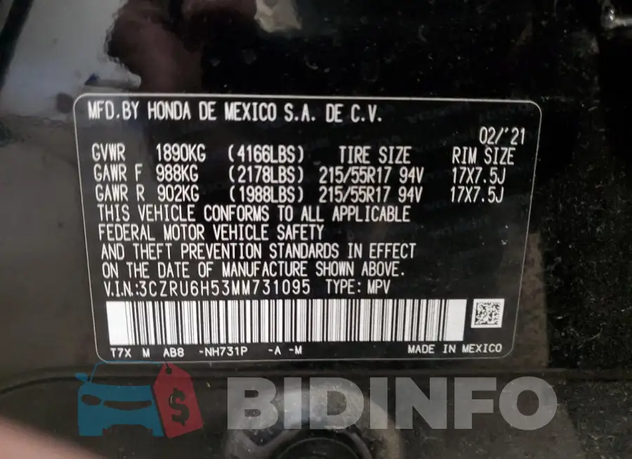 3CZRU6H53MM731095 Photo# 14