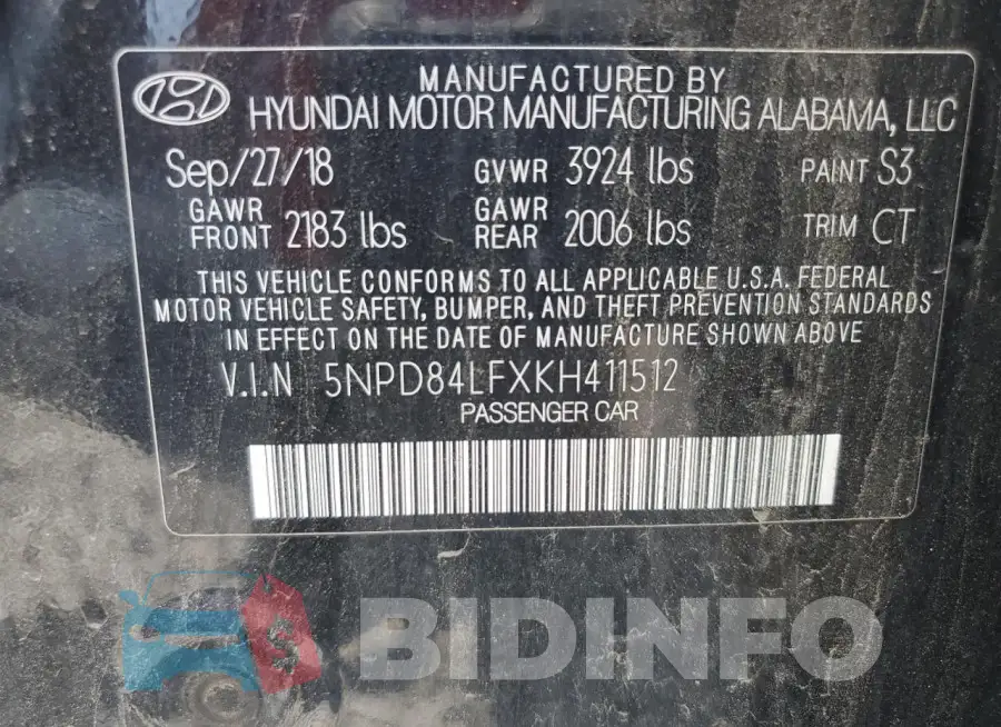 5NPD84LFXKH411512 Photo# 12