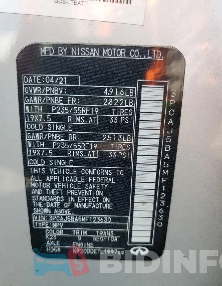 3PCAJ5BA5MF123630 Photo# 14