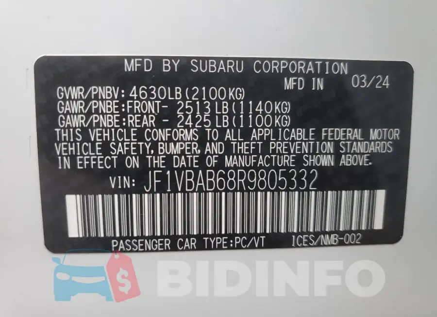 JF1VBAB68R9805332 Photo# 13