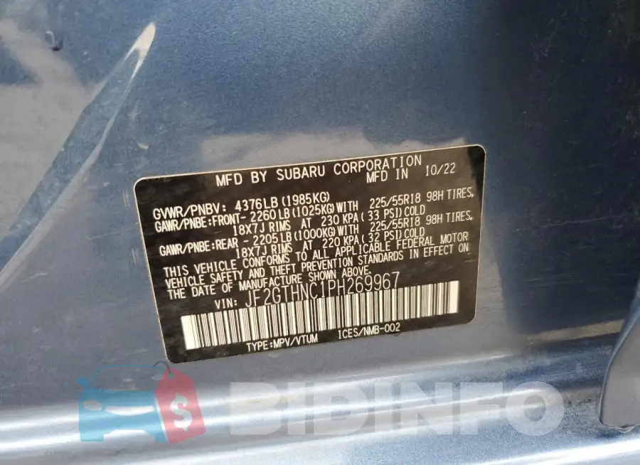 JF2GTHNC1PH269967 Photo# 13