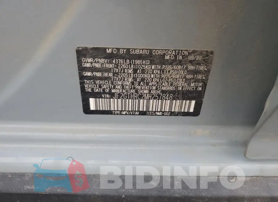JF2GTHRC2MH257848 Photo# 13
