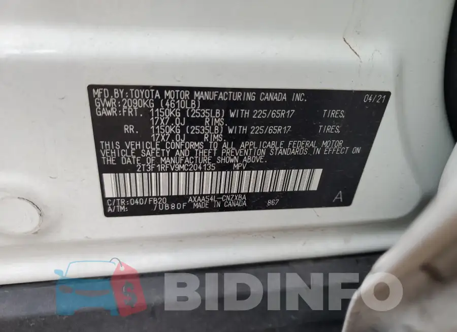 2T3F1RFV9MC204135 Photo# 12